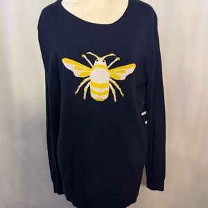 Crown & Ivy Navy Sweatshirt with Yellow Bee Design